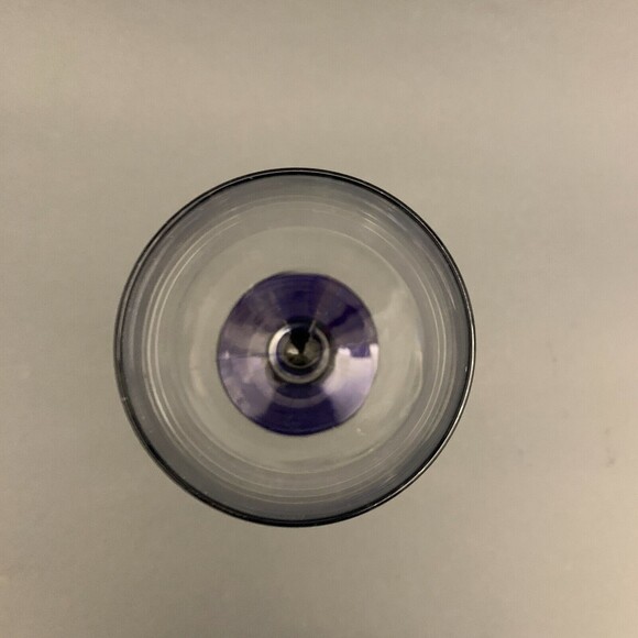 Clear Bowl Cobalt Blue Stemmed Glass Stemware Wine Goblet Bar 7 1/8" Tall - Picture 2 of 5